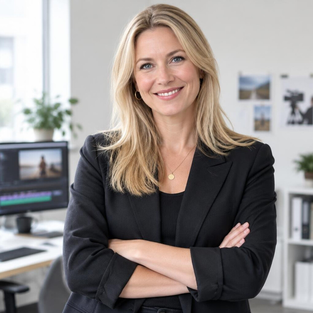 Smiling professional woman producer portrait