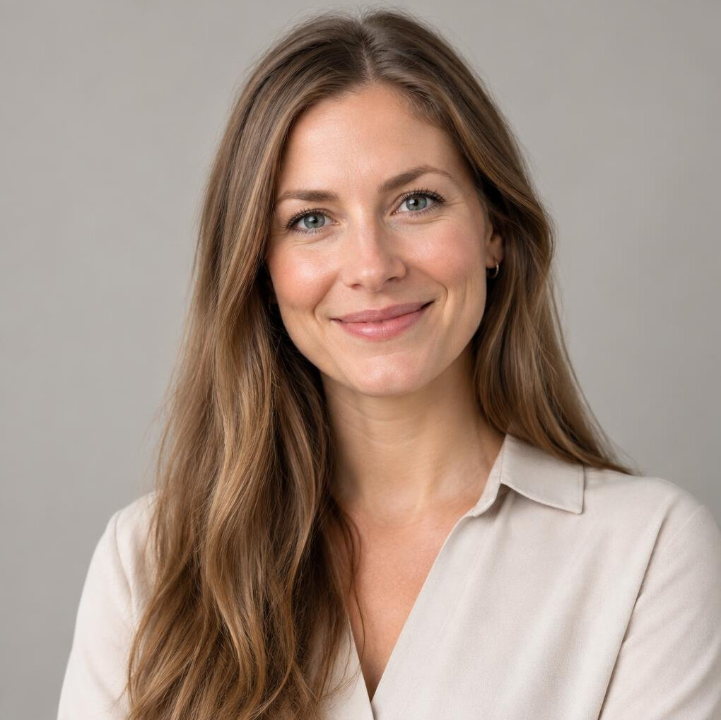 Portrait of a smiling woman with long hair
